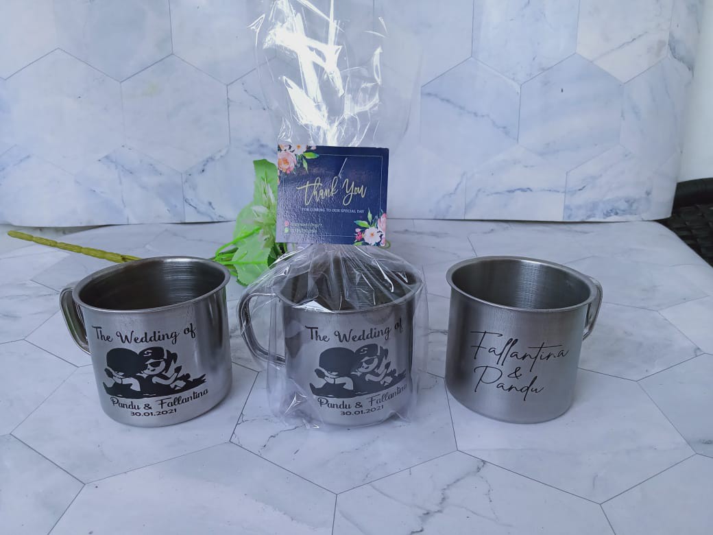 Souvenir Gelas Stainless Kemas Plastik