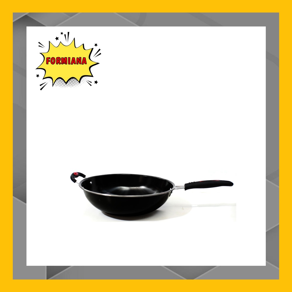 FM - Wajan Hitam 32 cm HA Enamel / Wok Pan Anti Karat Hitam /  Penggorengan Anti Lengket