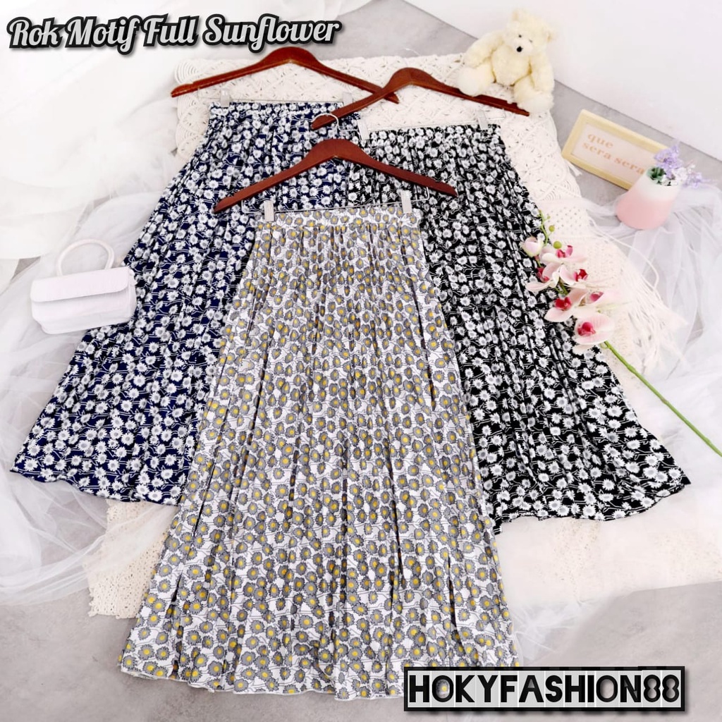 ROK PLISKET MOTIF BUNGA DEWASA // ROK PLISKET MOTIF FULL SUNFLOWER // ROK PLISKET MOTIF MAWAR // ROK PLISKET MOTIF PITA TERBARU // ROK DAISY MOTIF BESAR KEKINIAN