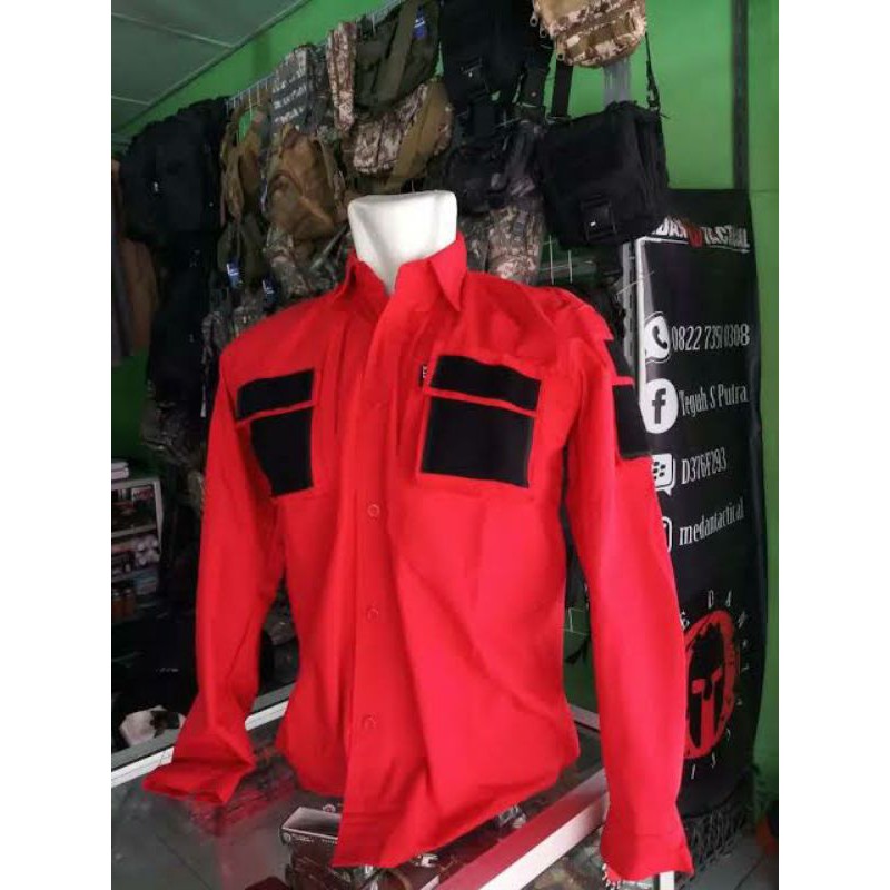 KEMEJA DRONE - KEMEJA PDL RIPSTOP WARNA HITAM - CREAM - MERAH - HIJAU - ORANGE