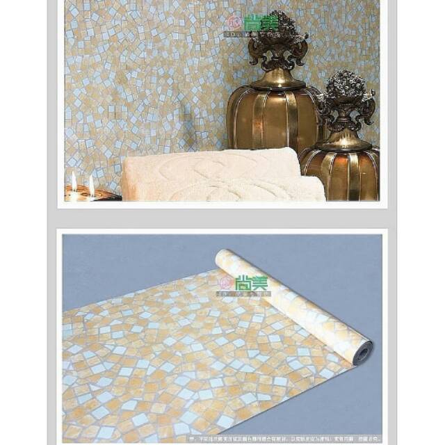 Wallpaper stiker kramik krem