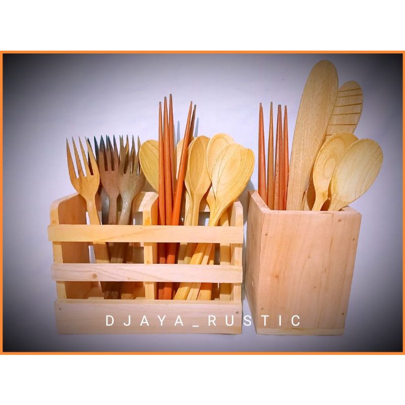 Wadah Sendok Kayu / Wadah Kotak Serbaguna