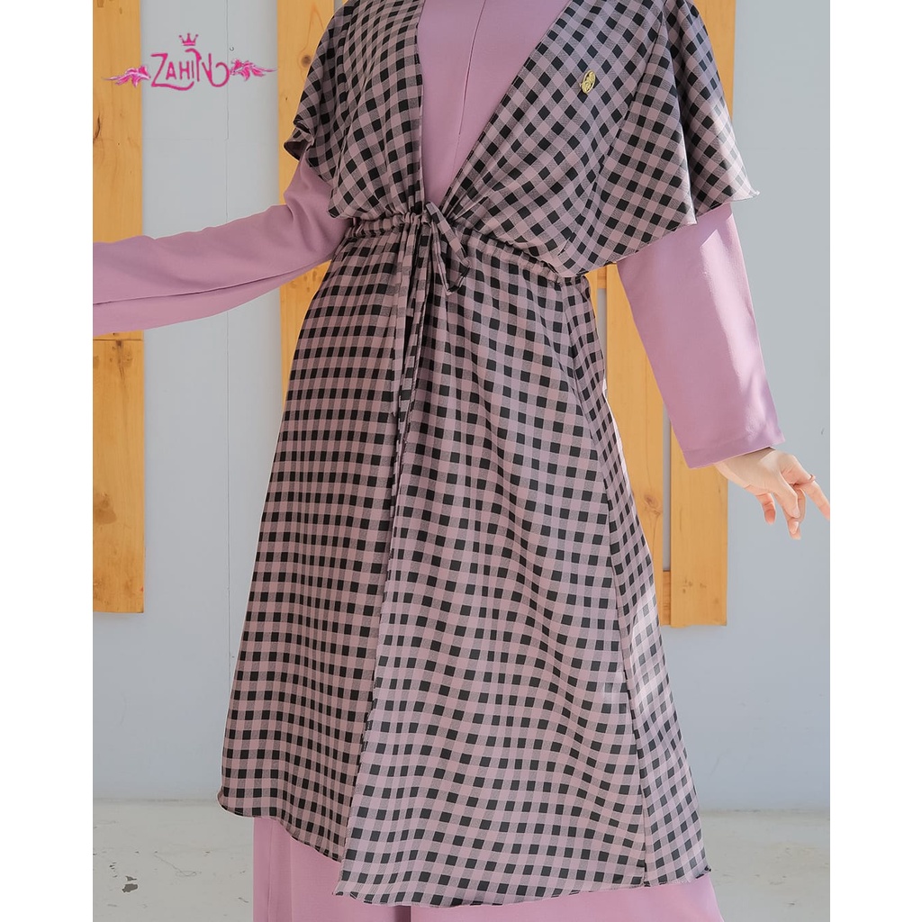 SET OUTER DRESS NAKILA GISTA MOTIF KOTAK BEST QUALITY DESAIGN ORI ZAHIN DAN WELTA