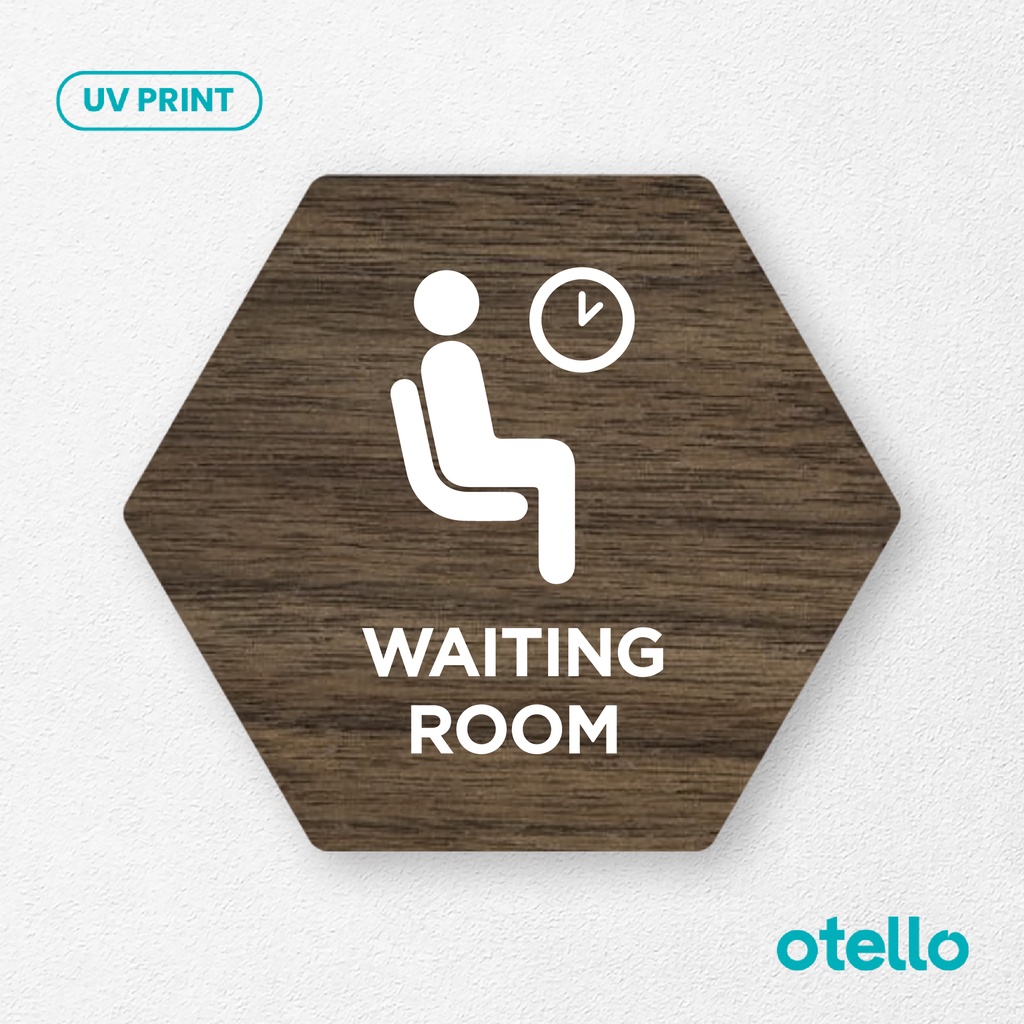 Signage Waiting Room Sign Board Kayu Wooden Label Ruang Tunggu Kantor Tag Plat Dinding