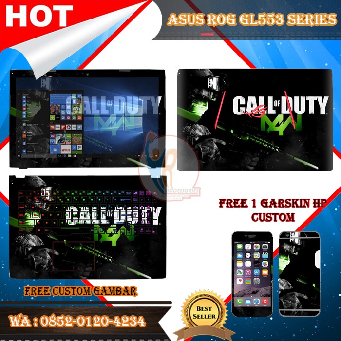 Original Garskin Laptop Full Body Asus ROG GL553 Series Motif COD - Free Custom Gambar