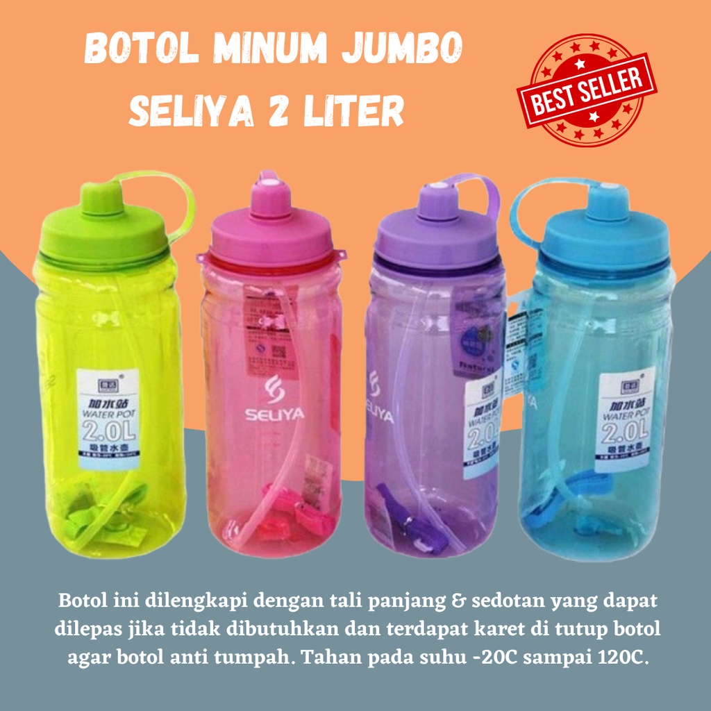 TERBARU!!!!! Botol Minum Besar 2000 ml SELIYA - Big Watter Bottle / Botol Sports Ukuran 2 Liter