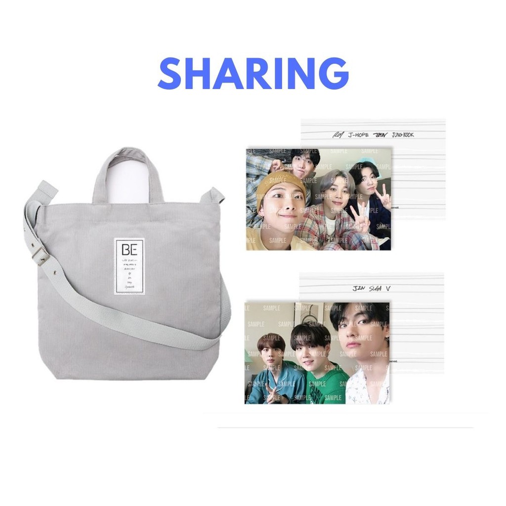 [READY] SHARING BTS: BE MERCH - ECO BAG ONLY/RM-JHOPE-JIMIN-JUNGKOOK/JIN-SUGA-TAEHYUNG PHOTOCARD PC