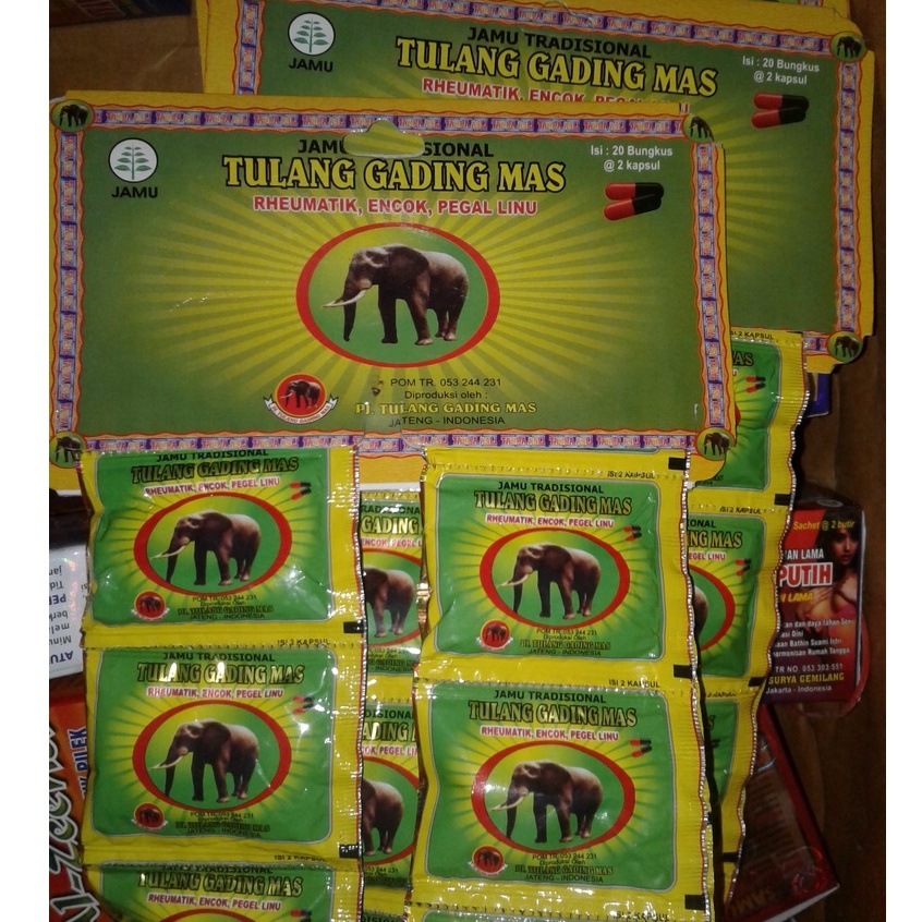Paket 50 Hanger Kapsul tulang gading mas jamu tradisional obat asam urat multiguna