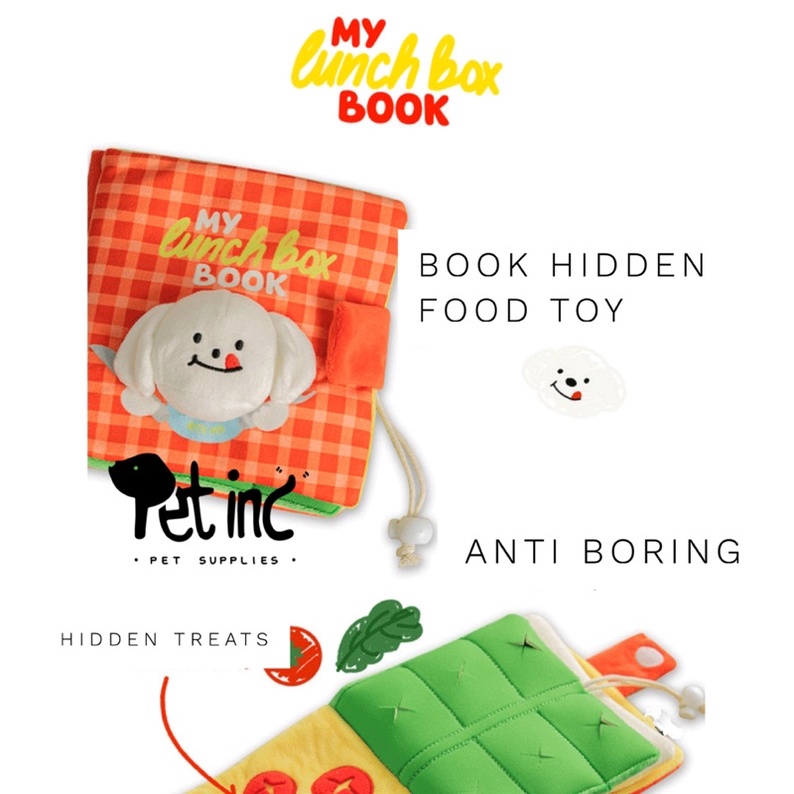 Korea dog lunch box book hidden treats and ruslting toy