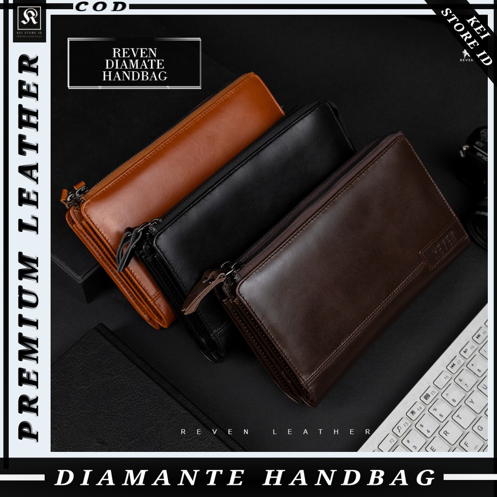 Handbag / clutch Pria Kulit Asli Terbaru Branded Kekinian Diamante Premium Quality
