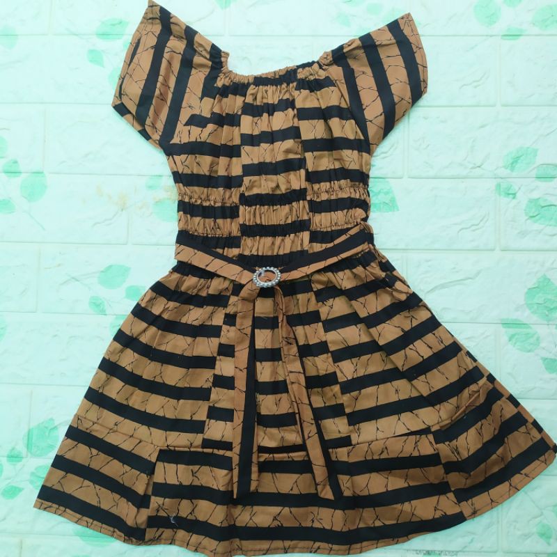 DRESS ANAK BATIK KERUT TALI SAMPING USIA 4-6 TAHUN