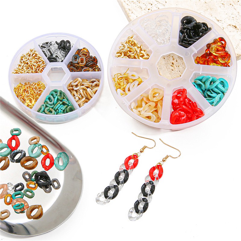 1 Set/Box Multi Color Acrylic Twisted Chains Assembled Parts Beads Diy Jewelry Findings Accessories