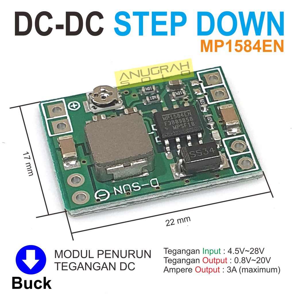 Mini LM2596 3A DC-DC Step-Down Buck Module Adjustable Stepdown MP1584EN