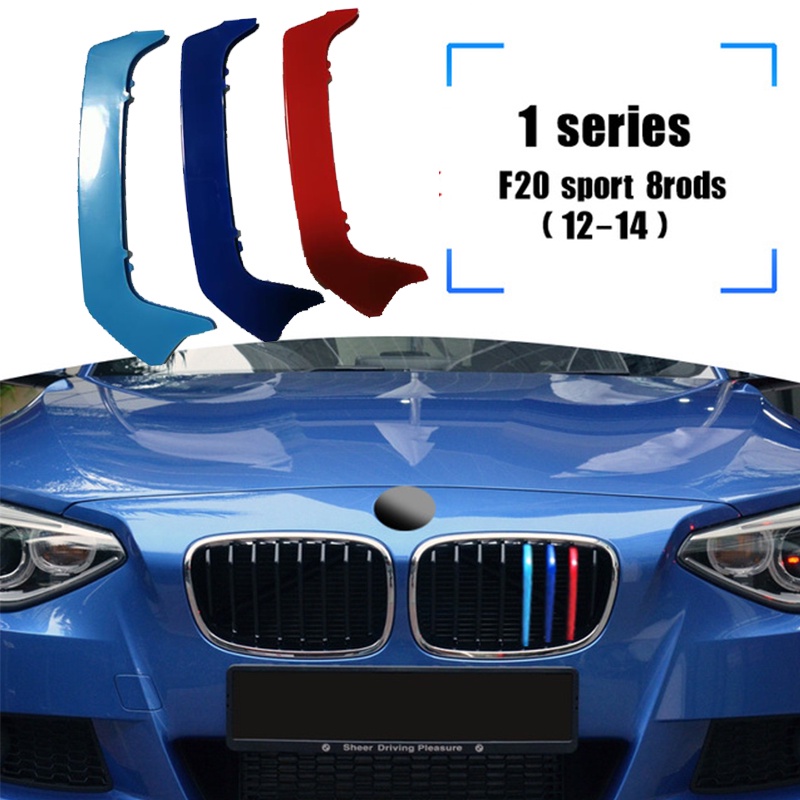 3pcs Strip Trim Grill Depan Warna Jerman Untuk BMW 1 Series 12-19 F20 F21