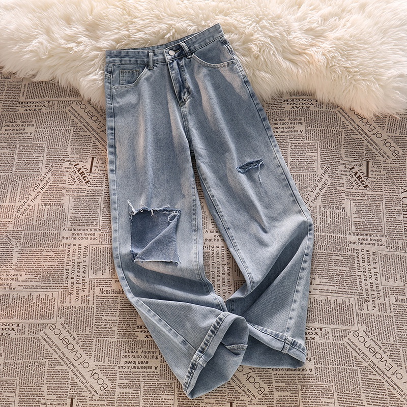 Denim Highwaist  Kulot Jens Wanita Loose/Celana Ripped Jeans Wanita Import