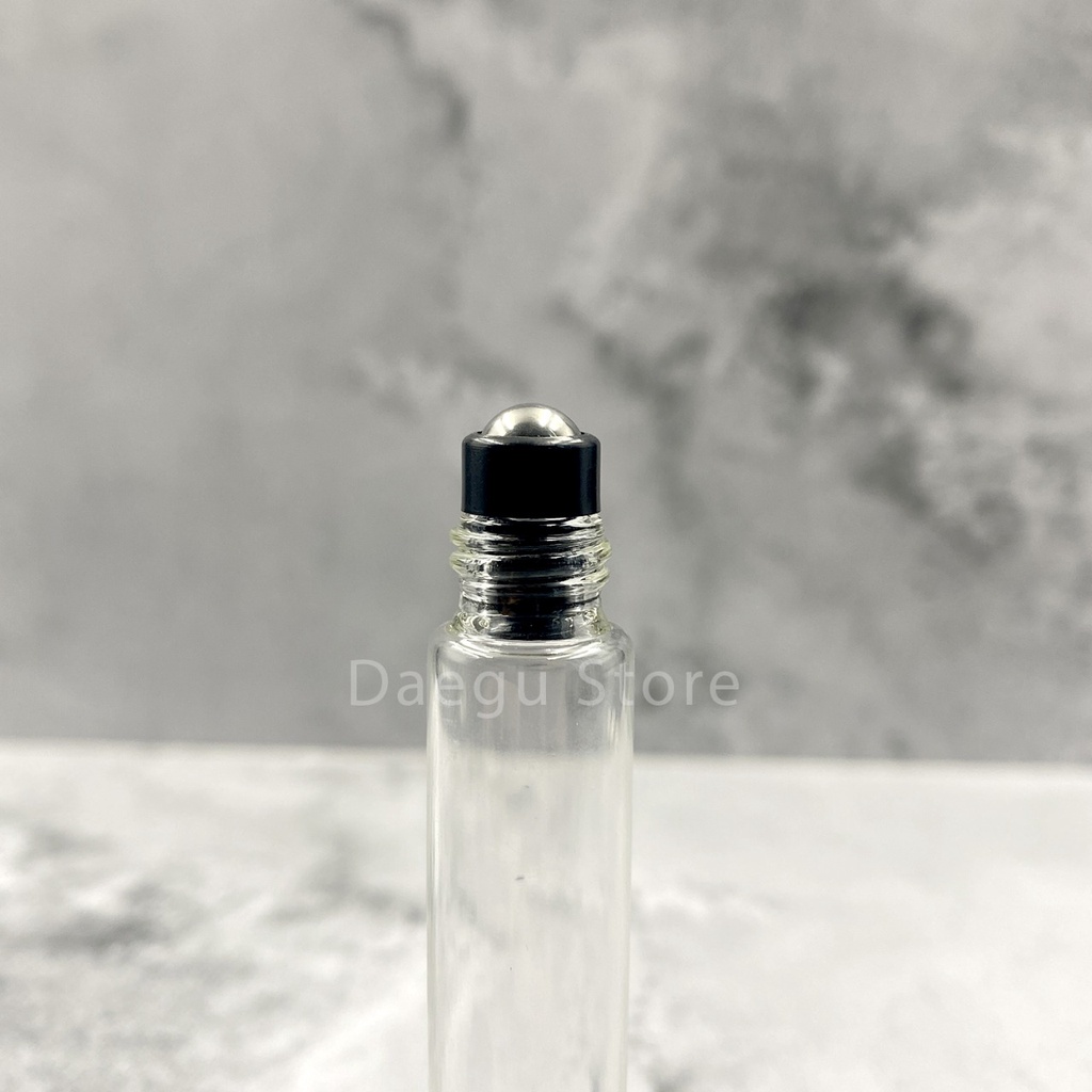 Botol Roll On 10ml Kaca Transparan Roller Stainless - Parfum Essential