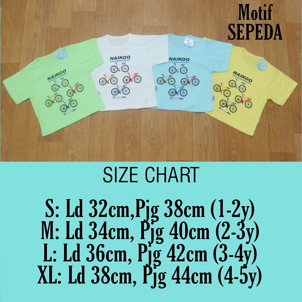 POLILE / KAOS ANAK MOTIF SEPEDA / TERLARIS