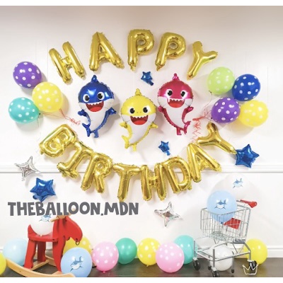 Paket Dekorasi Ulang Tahun Baby Shark / Dekorasi Balon Ulang Tahun Tema Laut / DEKORASI BALON BABY S