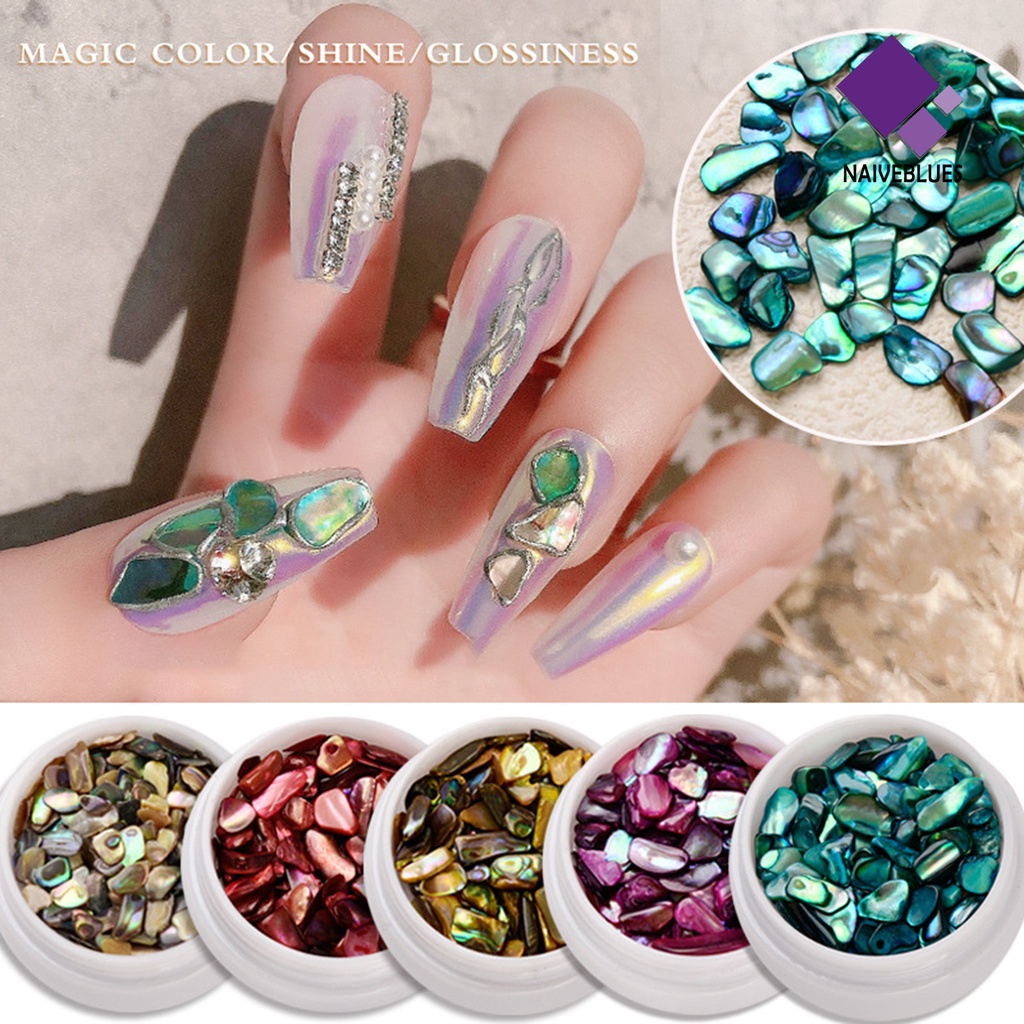 Naiveblue Ornamen Kerang Abalone 3D Warna-Warni Untuk Dekorasi Nail Art