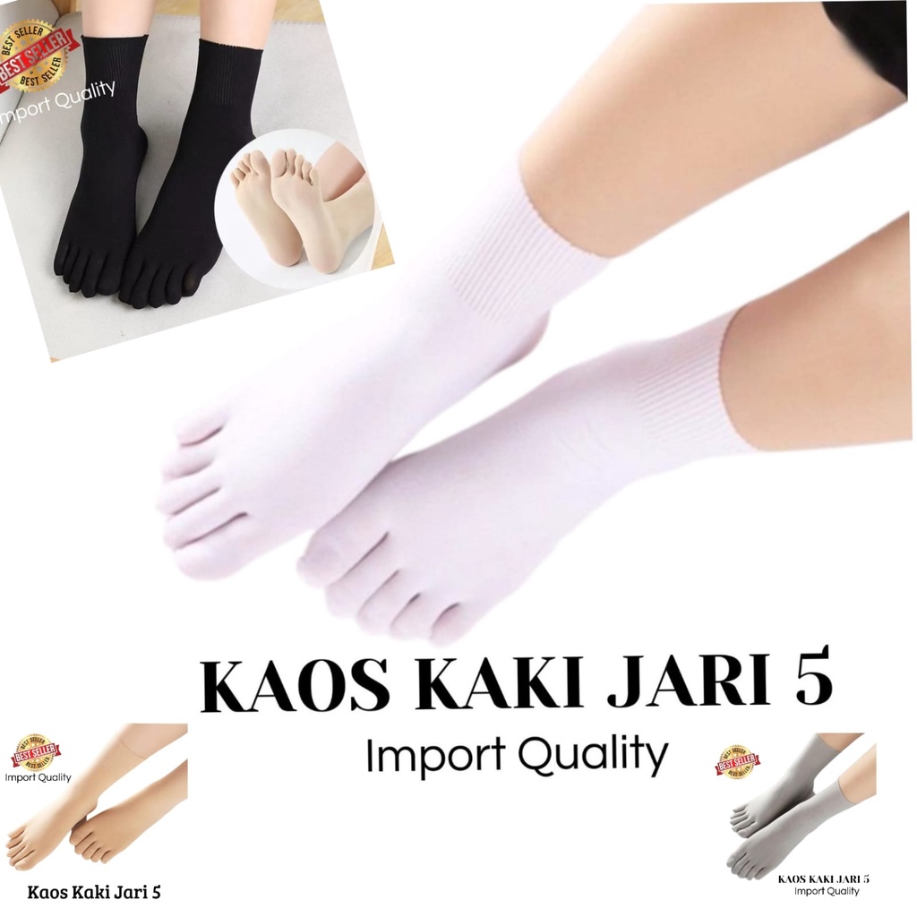 Kaos Kaki Stoking Wanita Tipis 5 Jari / Women Socks Import Jari 5 Terpisah Bahan Lembut Di Atas Mata Kaki Stocking Kerja Cewek Dewasa Polos