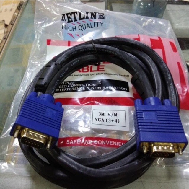 KABEL VGA 3M HIGH QUALITY - GOLD PLATE - VGA 3 METER Netline