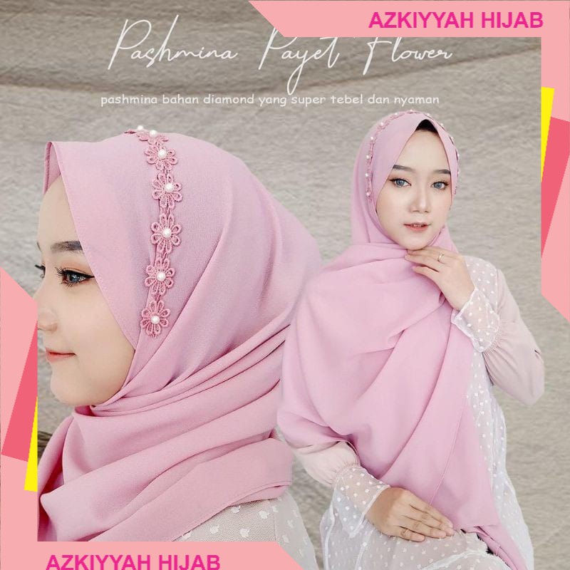 PASHMINA PAYET DIAMOND ITALIANO / PASHMINA MOTIF BUNGA 160cmx75cm