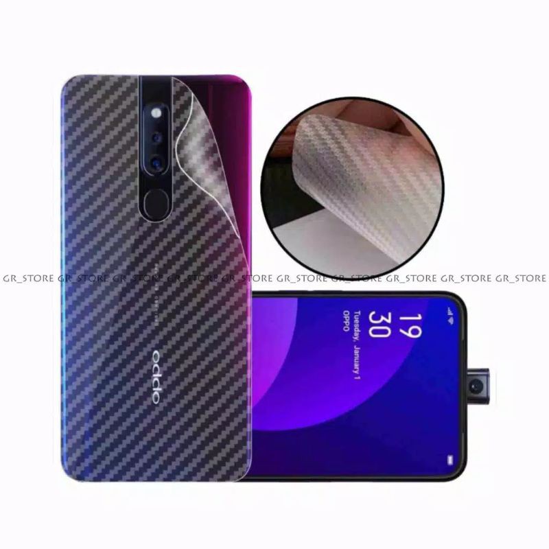 Skin Carbon 3D Oppo F11 / F11 Pro - Garskin Sticker Fiber Anti Gores Belakang Back Cover Premium