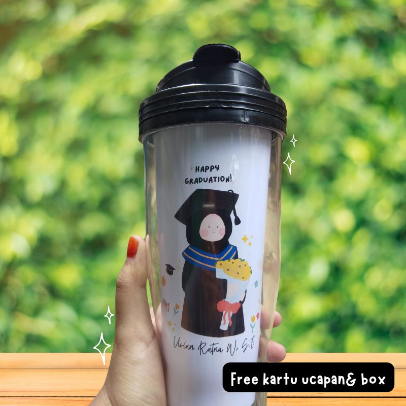 CUSTOM TUMBLER LUCU UNTUK HADIAH WISUDA, AESTHETIC GRADUATION GIFT