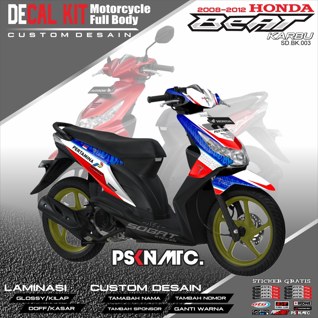 Decal BEAT KARBU - Dekal Stiker Striping Fullbody Fullblok List Honda BEAT KARBU 2008-2012 Custom De