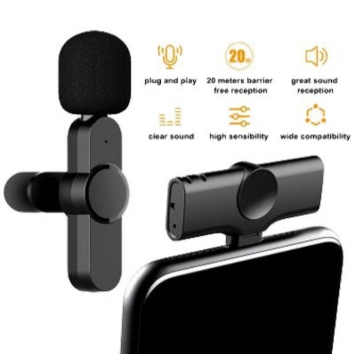 K8 K9 Microphone Wireless MIC Clip On Vlog Smartphone TYPE C /IPHONE