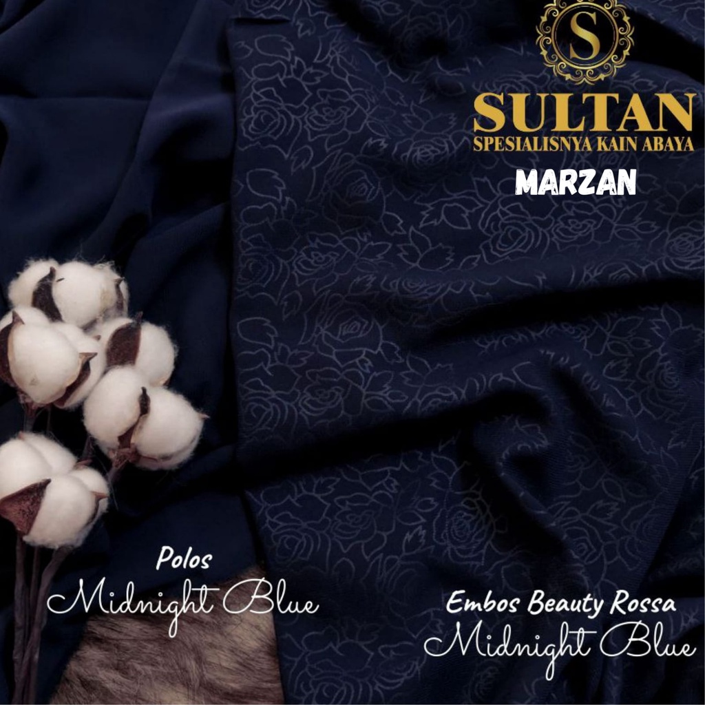 50CM EMBOS BEAUTY ROSSA MAZEN MIDNIGHT BLUE ANTI UV KAIN ABAYA SULTAN (MEREK LAMA: MARZAN)