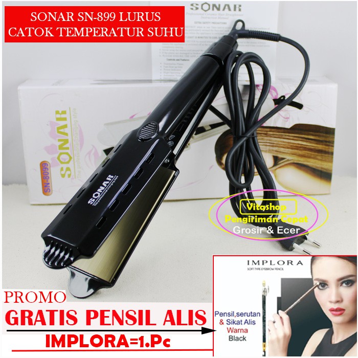 SONAR SN-8099 LURUS GRATIS PENSIL ALIS / ALAT CATOK RAMBUT / CATOKAN IRON CERAMIC