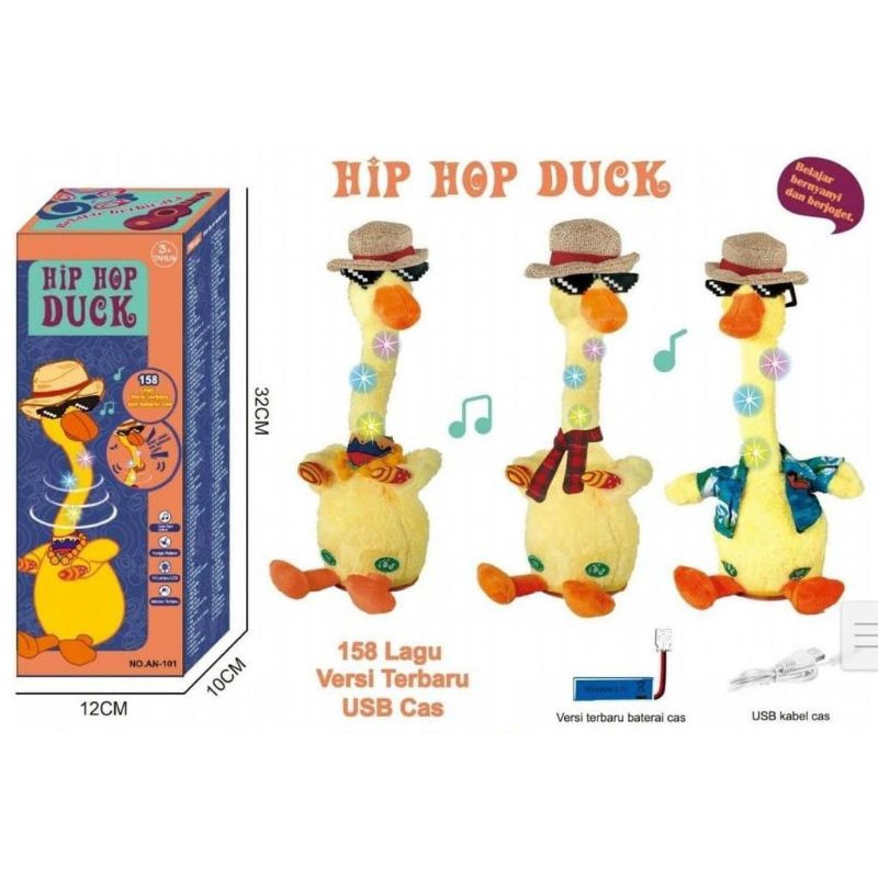 Mainan Anak Bebek Dancing Hip Hop Duck Rekam Suara &amp; Joget AN-101/BX
