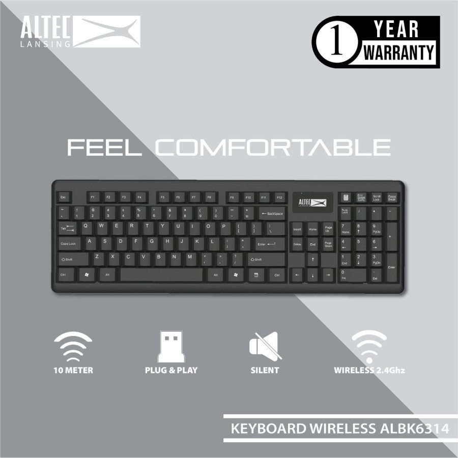 Altec Lansing keyboard wireless ALBK6314 - Hitam