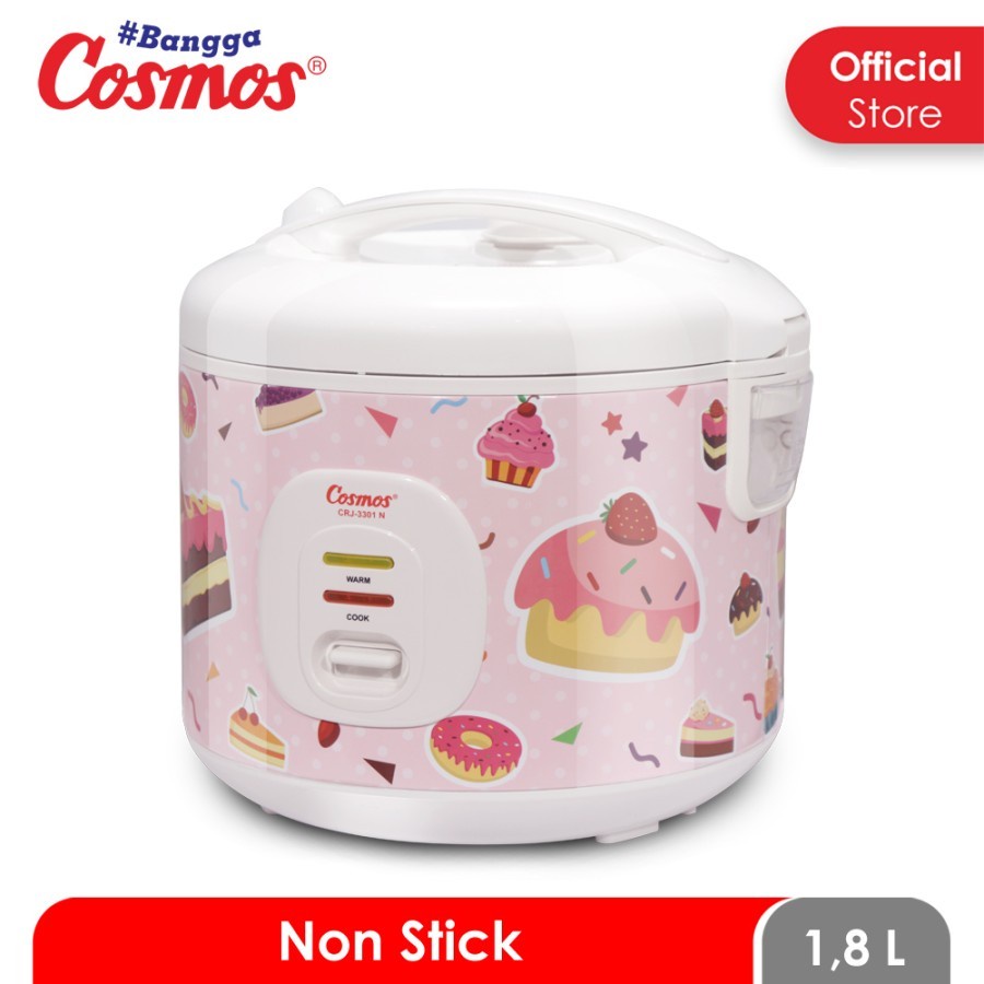 Cosmos CRJ-3301 N - Rice Cooker 1.8 L-2IN1 memasak dan menghangatkan