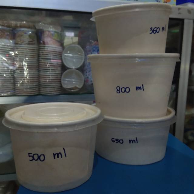 Paper bowl (650ML) (800ML) - mangkok kertas ukuran 650ml paperbowl + tutup isi 25pcs/pack PAPER BOWL 360ml 500ml 650ml 800ml + TUTUP Putih / Mangkok Kertas PAPERBOWL 12oz 17oz 22oz 27oz