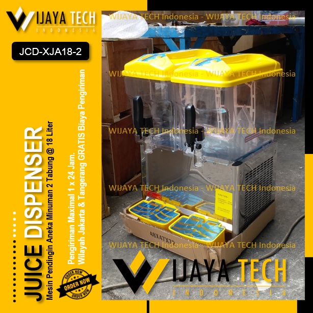 Juice Dispenser 2 Tabung 18 Liter FOMAC JCD-XJA18-2 Mesin Pendingin Minuman Susu Milo Sirup Jus Disp
