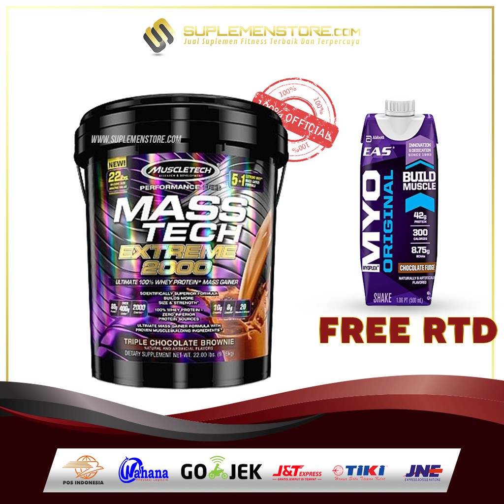 MuscleTech MASS TECH EXTREME 2000 22 Lbs FREE EAS Ready To Drink 500ml 2 Servs