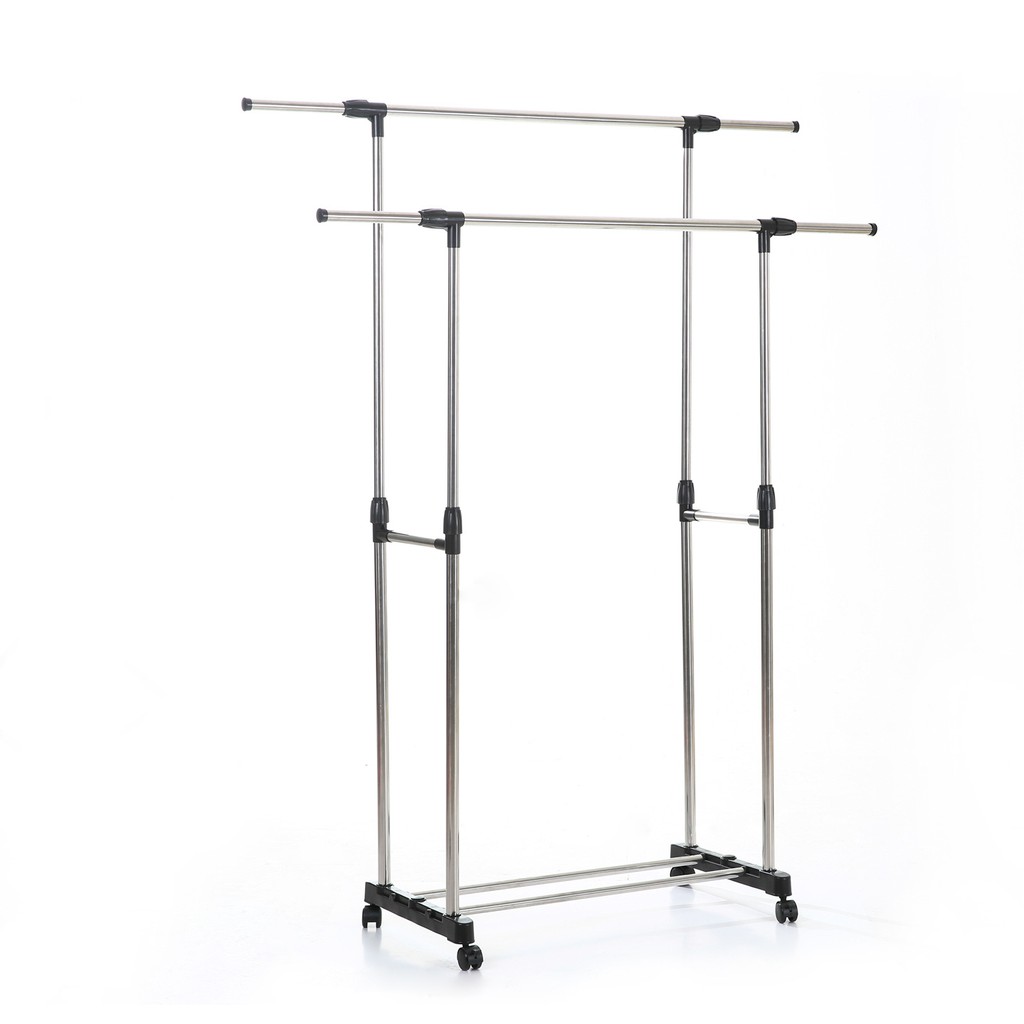 Stand Hanger Double Jemuran Pakaian Gantungan Baju Minimalis Stainless Steel GHR15542