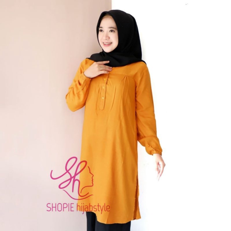 Tunik Polos Mustard - Tunik Kuning - Tunik Rayon - Fathin Basic - Tanahabang Collection - Seragam Tu