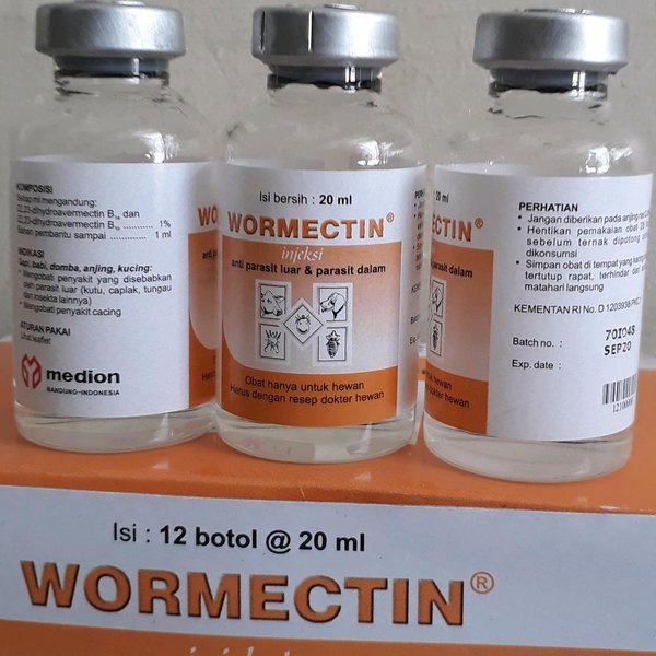 Wormectin 20 ml Obat Scabies,Kutu,Tungau pada Kelinci, Kucing, Anjing