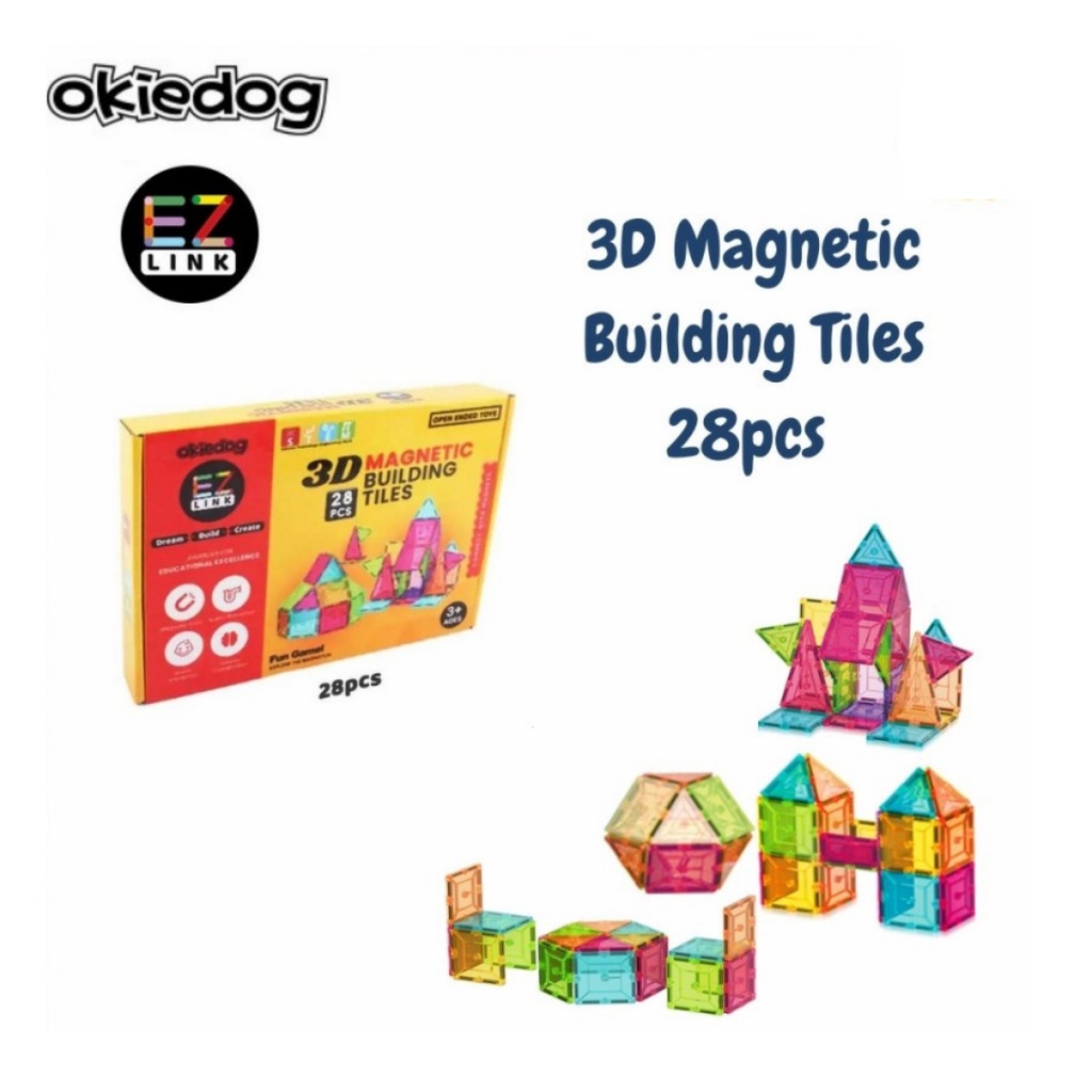 Okiedog EZLink 3D Magnetic Building Tiles 28PCS