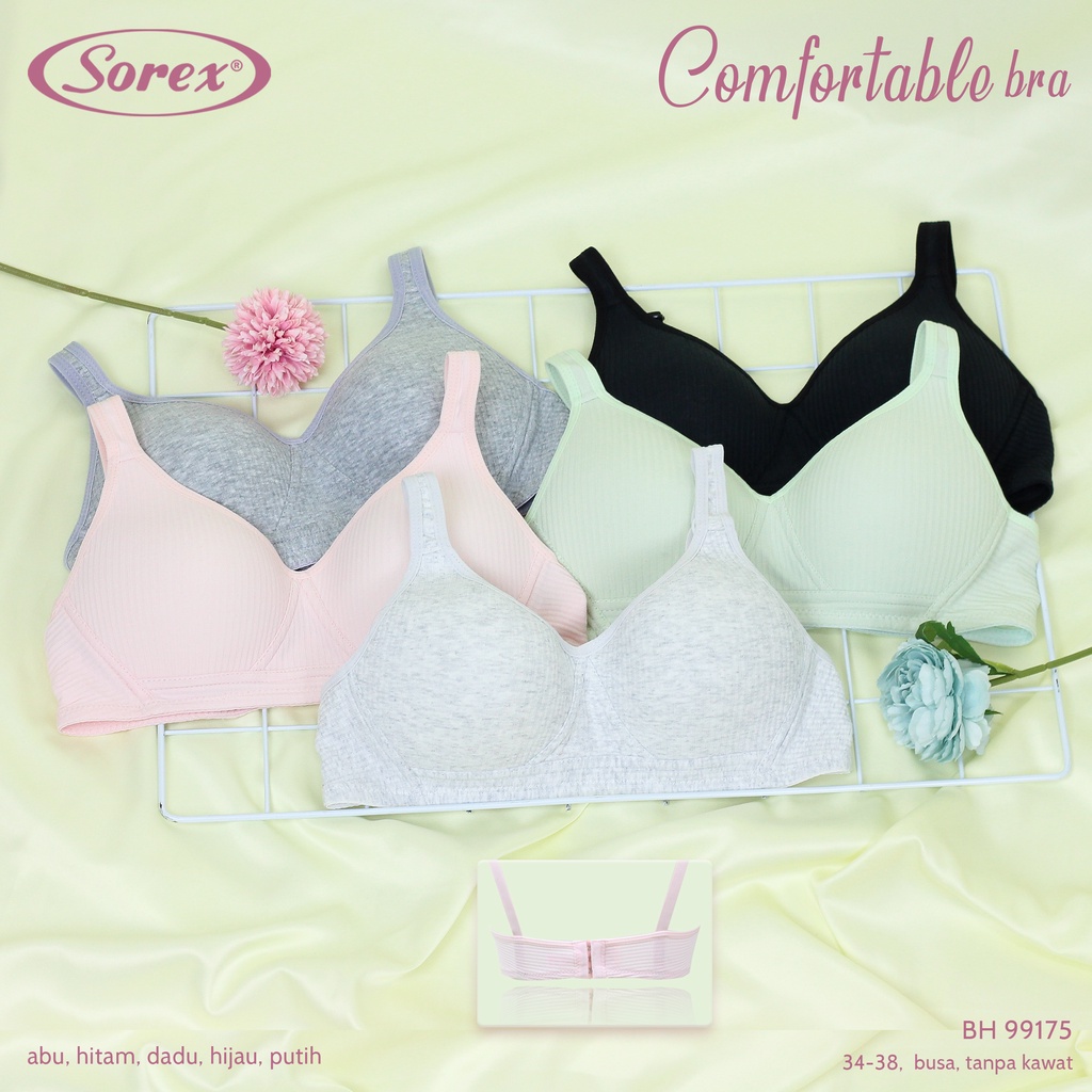 1 BRA SOREX 99175 - BH Super Soft CUP KECIL 34-38 Setara A/B - Busa Sedang - Tanpa Kawat - 2 Kait