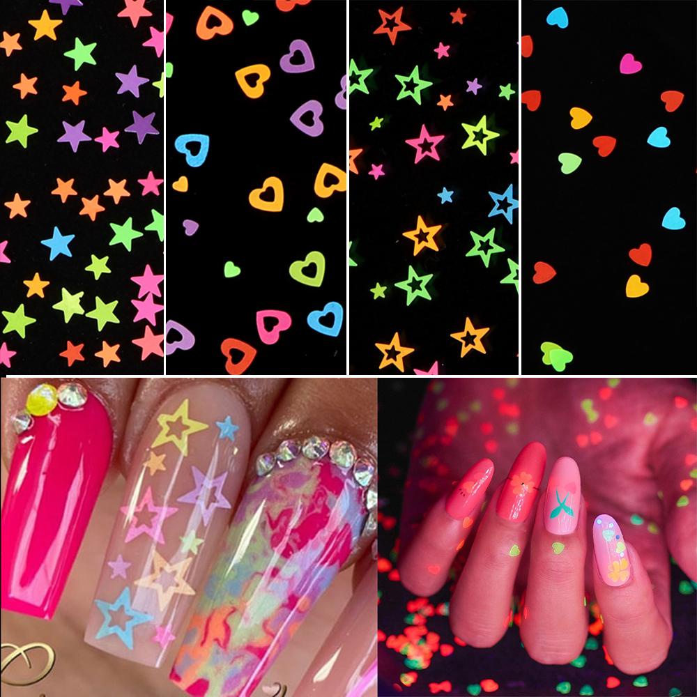 AUGUSTINA Agustina Dekorasi Nail Art 3D Warna Campur Efek Neon Hollow Fluorescence Slices Manicure