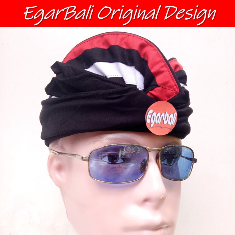 EgarBali udeng hitam tepi tridatu bali