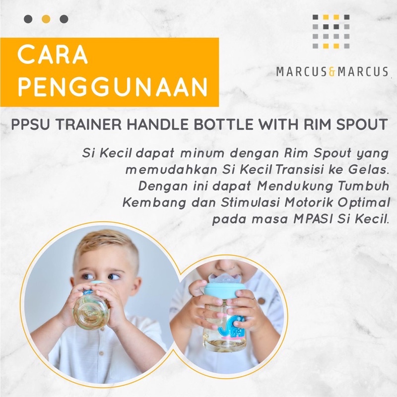 MARCUS &amp; MARCUS TRANSITION TRAINER BOTTLE RIM SPOUT SET - botol minum bayi dan anak