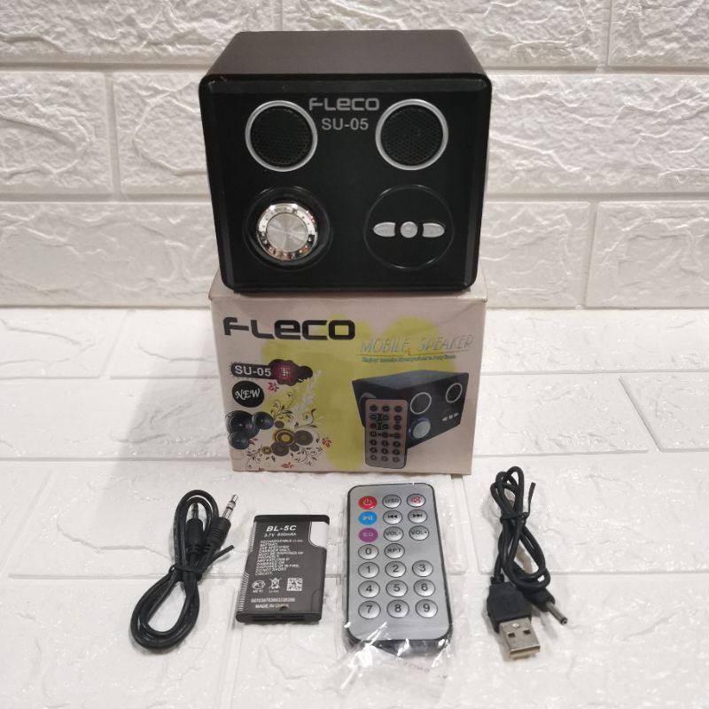 VINTAGE JADUL FLECO SU05 MOBILE MINI SPEAKER PORTABLE KECIL MP3 PLAYER USB SD CARD RECHARGEABLE KAYU