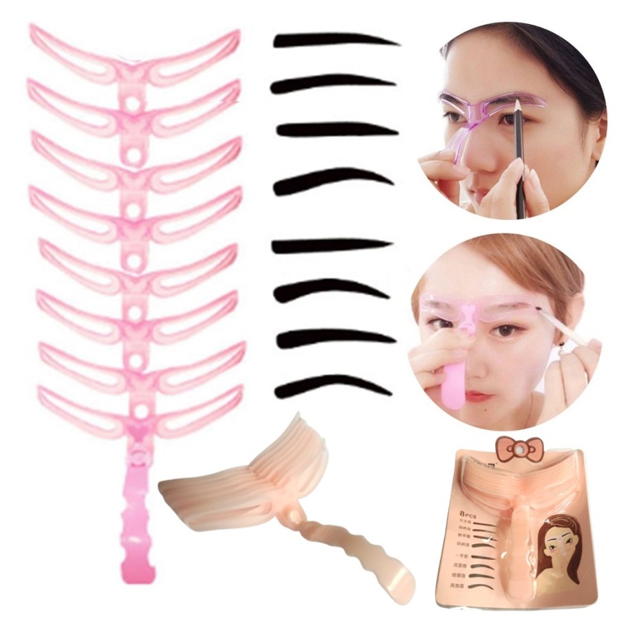 Cetakan Alis 8In1 Eyebrow Template Delapan Model Alis Mata Cetakan Alis 8 Model