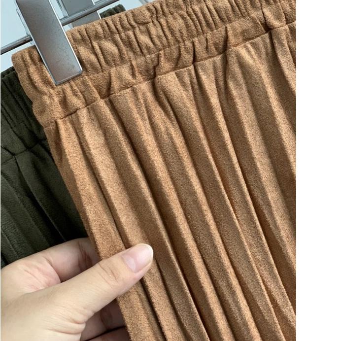 ☟ FW R415 Rok Plisket Suede Panjang Import Premium Kualitas London Girl | Rok Plisket Suede Panjang 