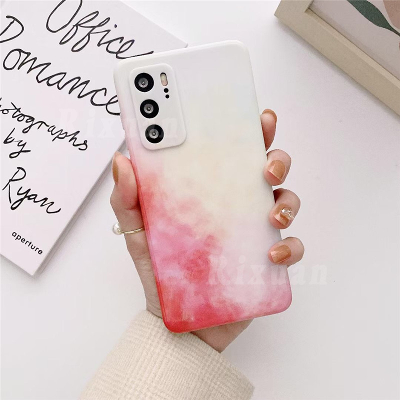 Soft Case Silikon Warna Gradasi Untuk Huawei Nova 7i Nova 7se Nova 5t 3i Y7A Y6P Y9S Y9 Prime 2019 P30 Pro